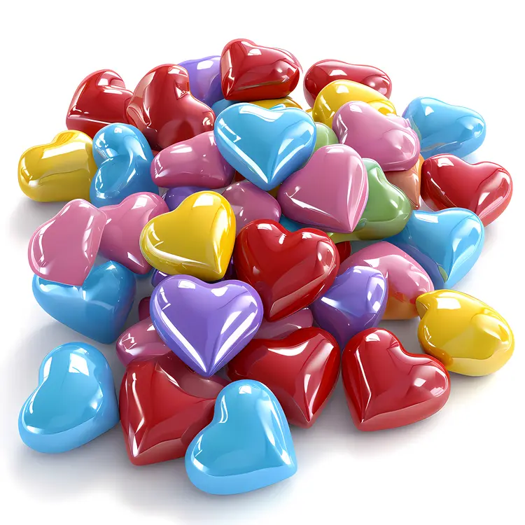 Pile of Colorful Heart Shapes