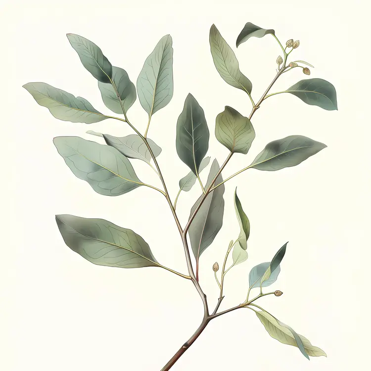 Eucalyptus Leaves on a Branch