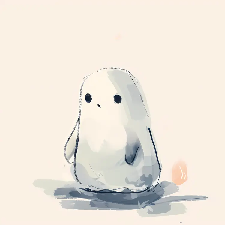 Cute White Cartoon Ghost