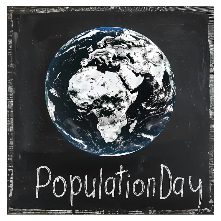 Population Day Chalkboard with Earth Illustration
