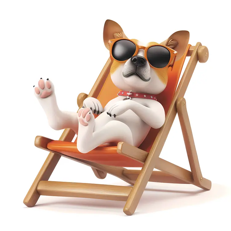 Relaxing Dog Figurine with Sunglasses