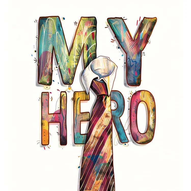 My Hero Text with Tie and Shirt Collar