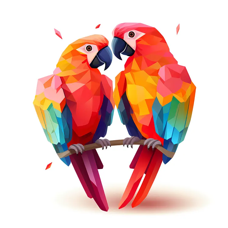 Colorful Parrots on a Branch