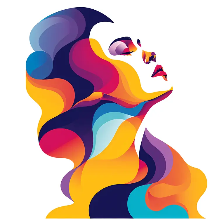 Colorful Abstract Woman Profile