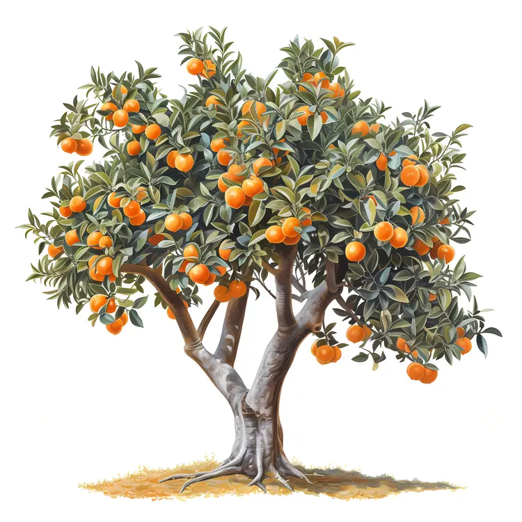 Orange Tree with Ripe Fruits
