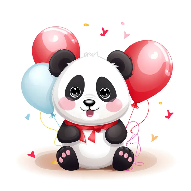 Adorable Panda with Balloons