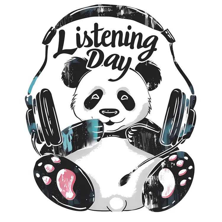 Panda Enjoying Music