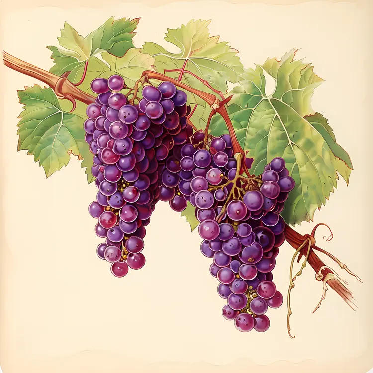 Purple Grapes on Vine
