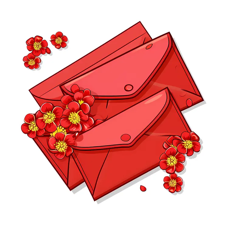 Red Envelopes with Floral Decorations
