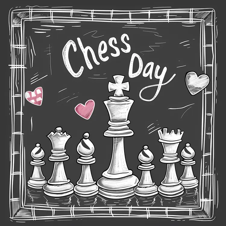 Chalkboard Style Chess Pieces for Chess Day