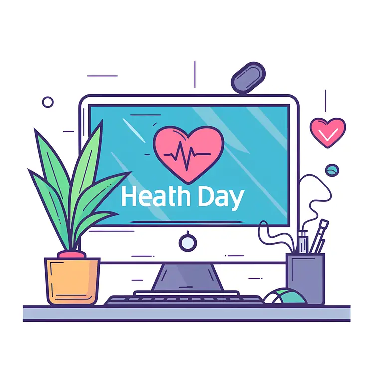 Health Day Celebration with Computer and Heart Icon