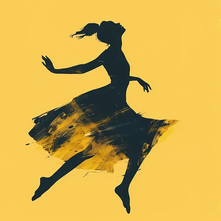 Yellow Dress Dancer Silhouette in Dance Pose