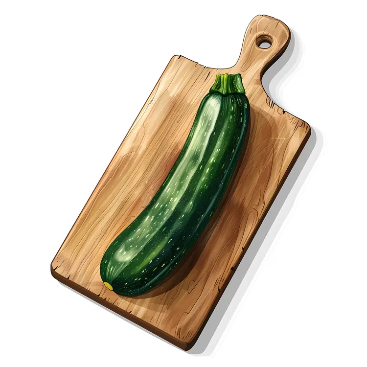 Green Zucchini on a Wooden Cutting Board