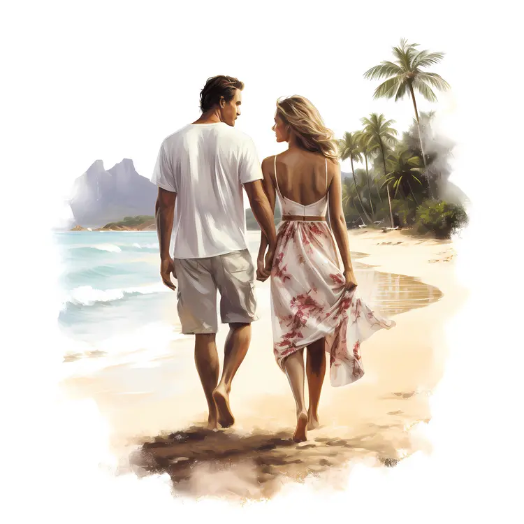 Romantic Walk on the Beach