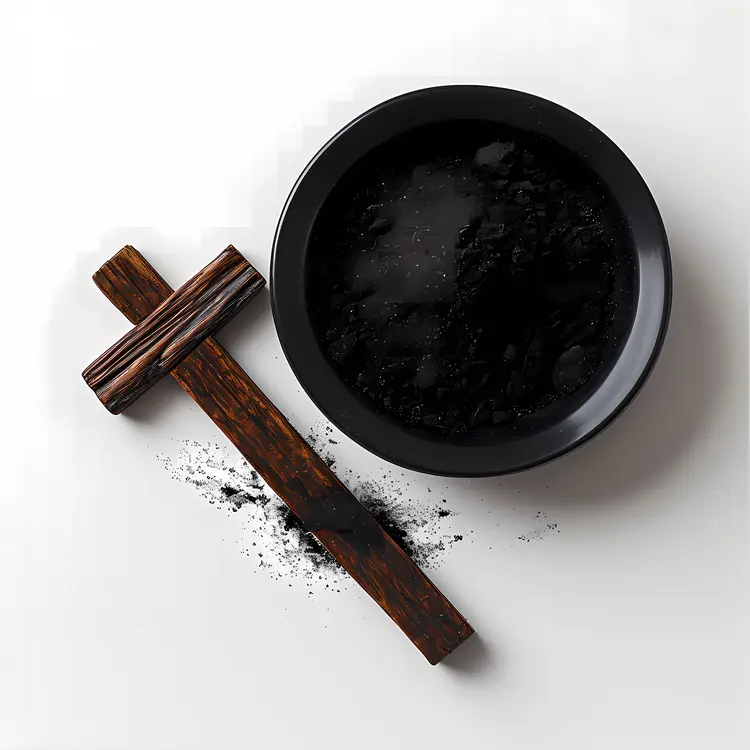 Ashes and Cross in a Bowl with Smoke