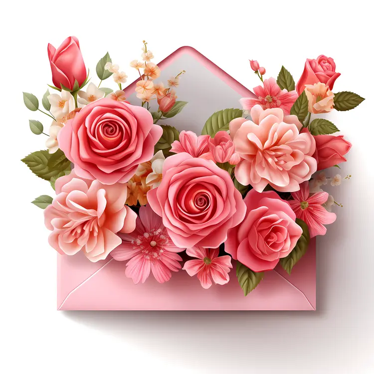 Pink Roses in Envelope