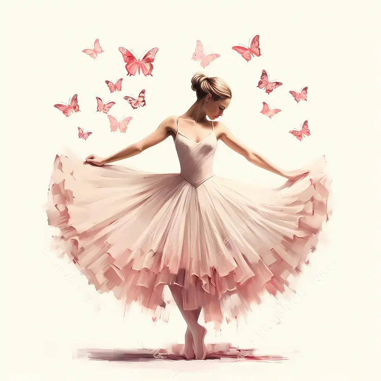 Graceful Ballerina with Butterflies