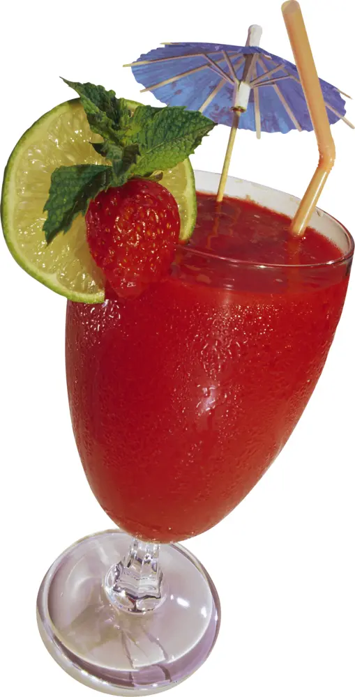 Refreshing Red Cocktail with Lime and Umbrella