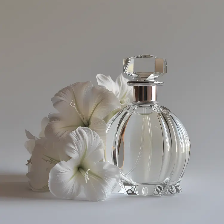 Elegant Perfume Bottle with White Flowers
