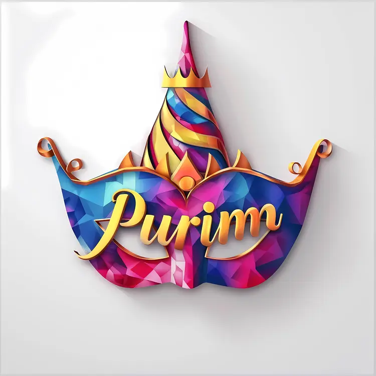 Colorful Purim Mask with Crown