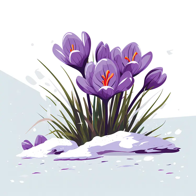 Purple Crocus in Snow