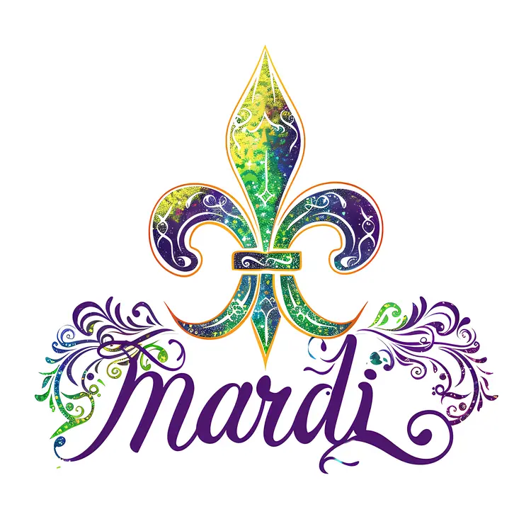 Decorative Fleur-de-lis with Mardi Text