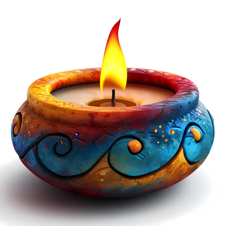 Beautiful Colorful Candle with Gentle Flame