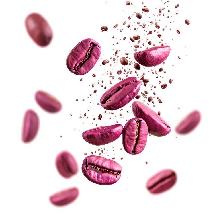 Pink Coffee Beans in Motion