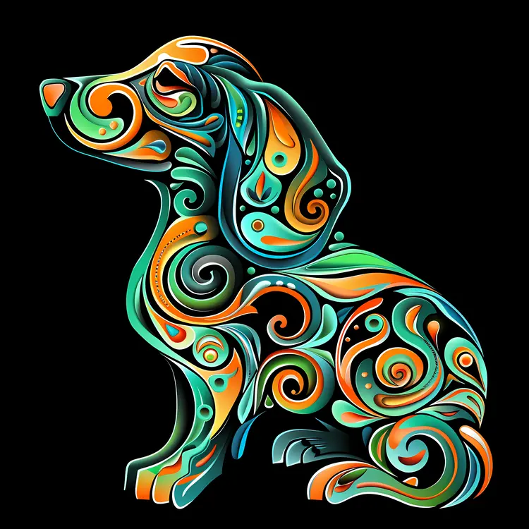 Artistic Dog with Colorful Swirls