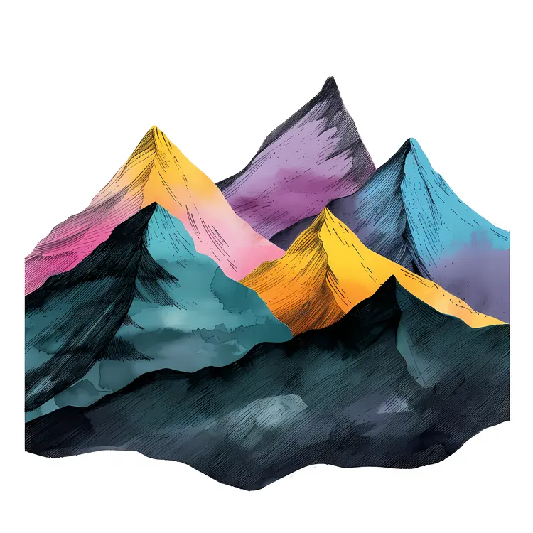 Colorful Abstract Geometric Mountains