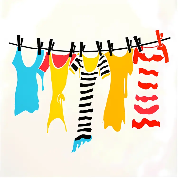 Colorful Clothes Hanging on Clothesline