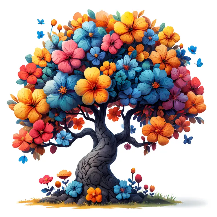 Colorful Flower Tree in Full Bloom