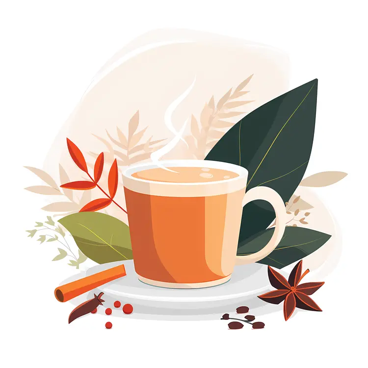 Orange Cup with Cinnamon Stick and Leaves