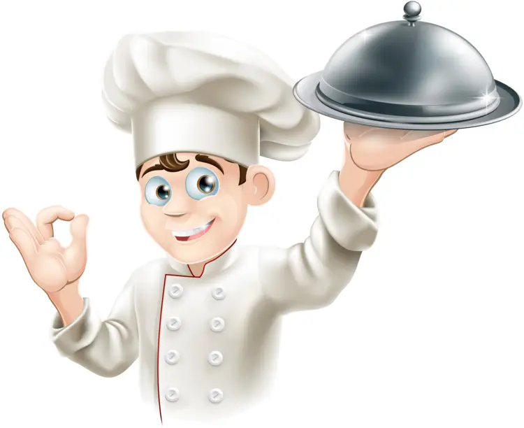 Smiling Chef Holding a Cloche
