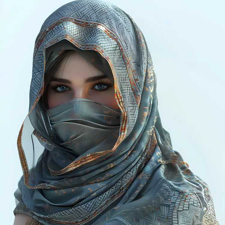 Woman in Hijab with Intricate Patterns