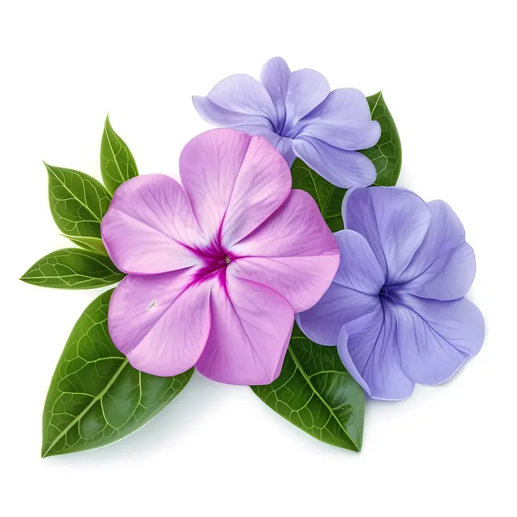 Pink and Purple Flowers with Green Leaves