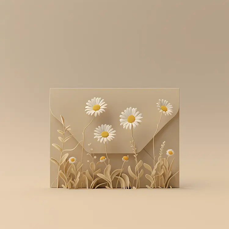 Daisies on Beige Envelope Illustration