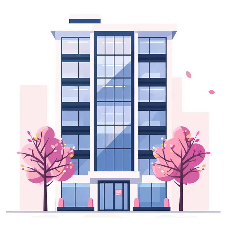 Contemporary Office Building with Glass Windows