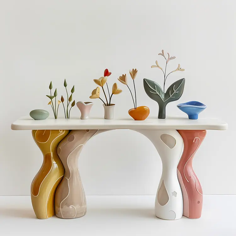 Colorful Vases on Artistic Table