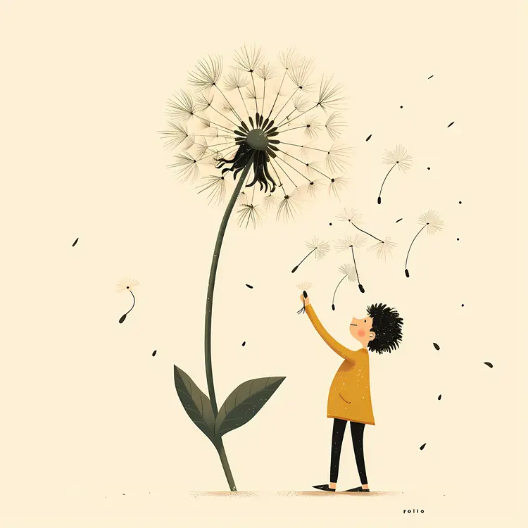 Child Blowing Dandelion