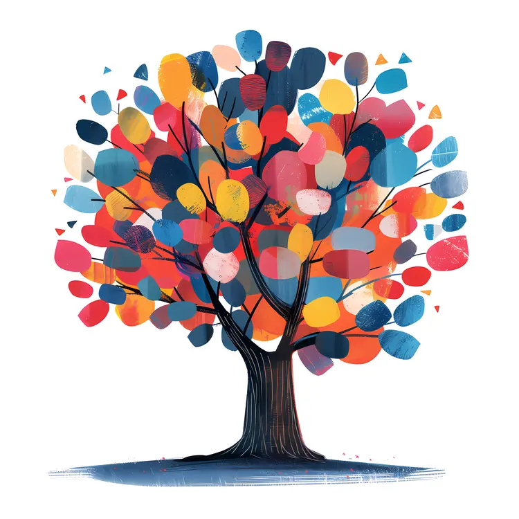 Abstract Colorful Tree with Round Leaves