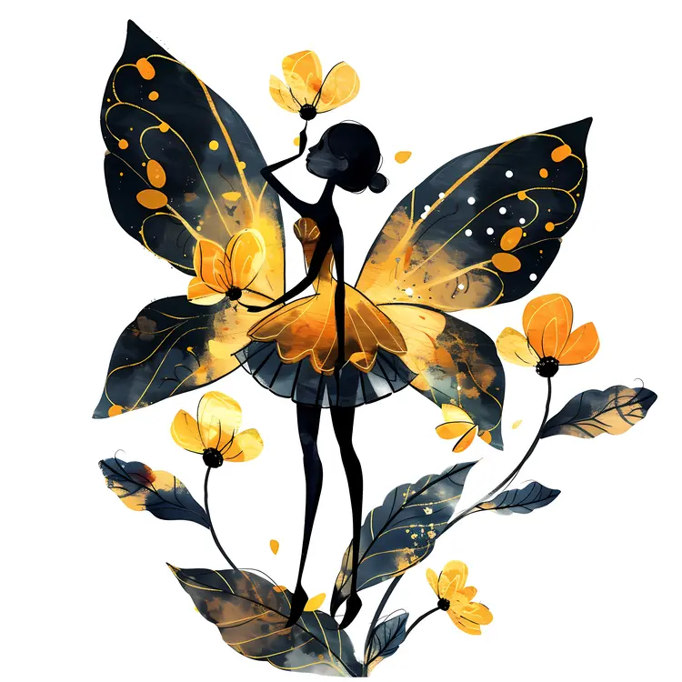 Yellow Fairy with Flowers