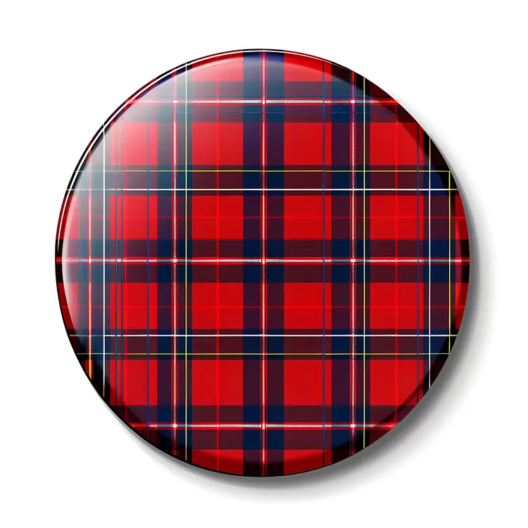 Red Plaid Button with Checkered Pattern