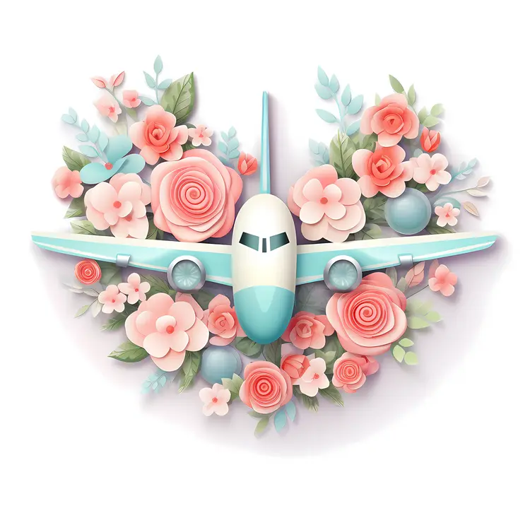 Airplane Amidst Beautiful Roses and Flowers