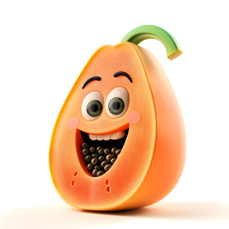 Smiling Papaya Cartoon Character