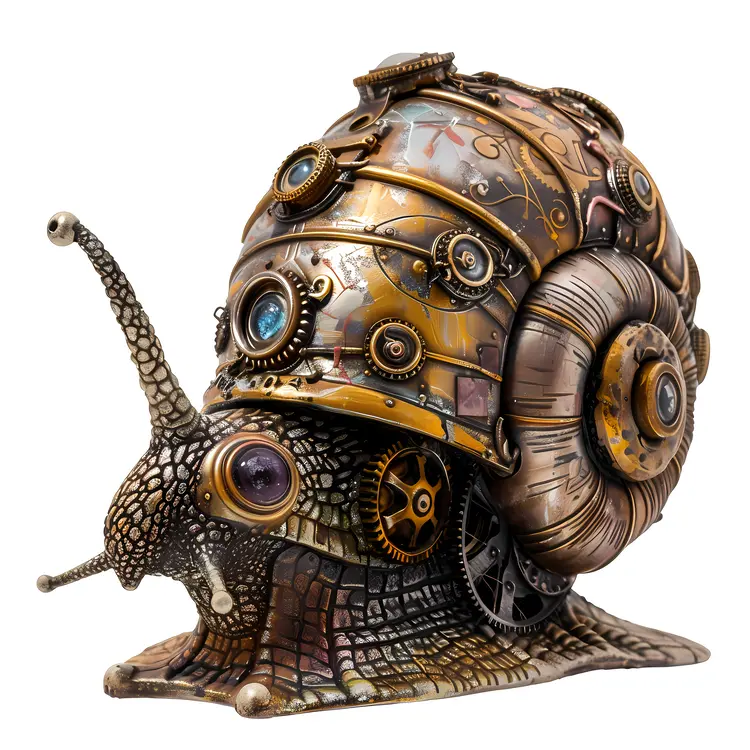 Steampunk Snail with Detailed Shell
