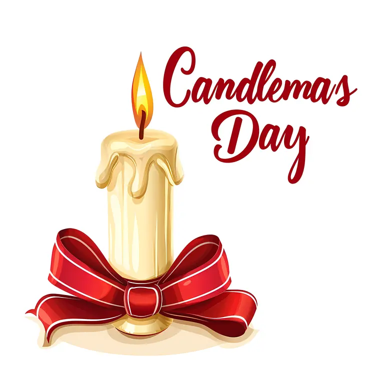 Candle with Red Ribbon for Candlemas Day