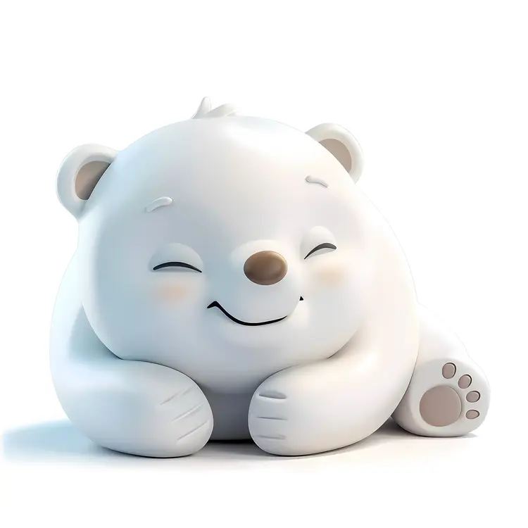 Cute Smiling Polar Bear Lying Down