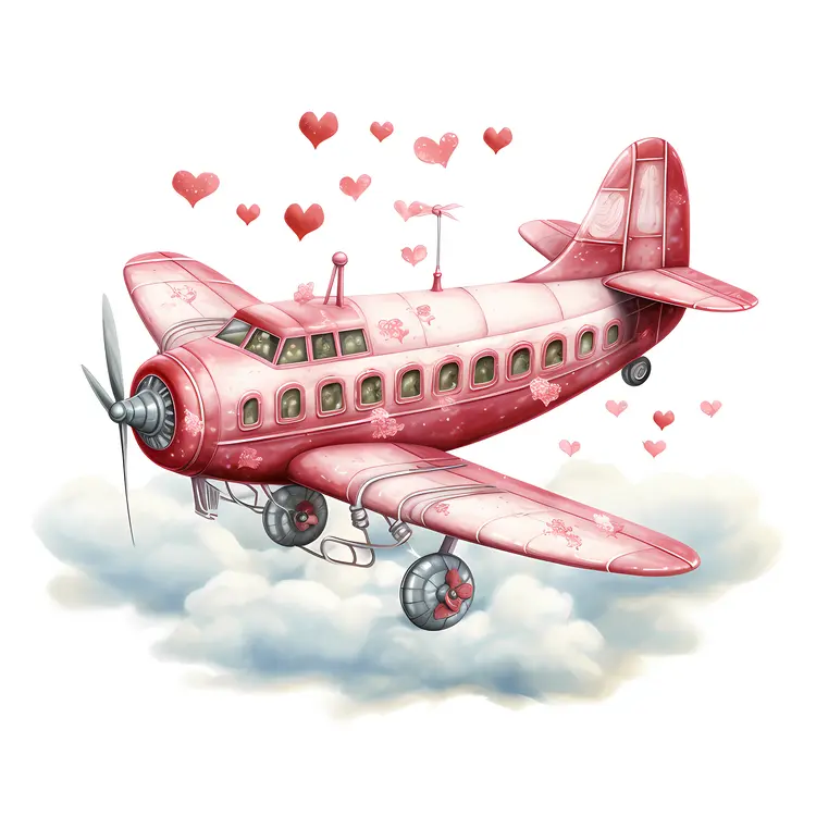 Pink Airplane with Heart Decorations