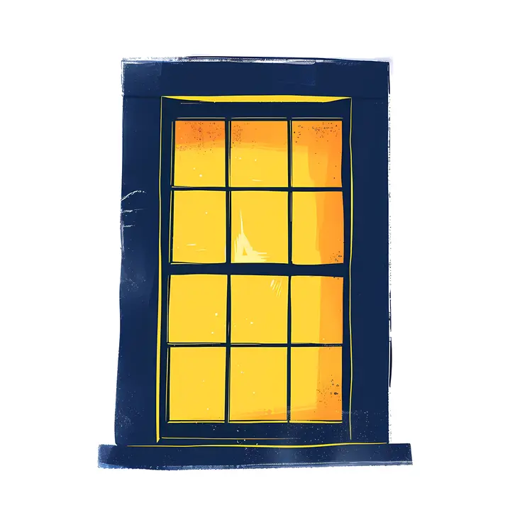 Yellow Window with Blue Frame